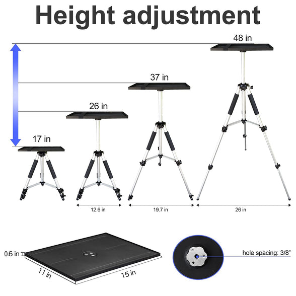 Projector Tripod Stand Laptop Tripod Lightweight Aluminum Alloy Travel Universal Portable Camera Telescoping Legs Tripod with Tray and Ball Head,Carry Bag For Laptop Projectors