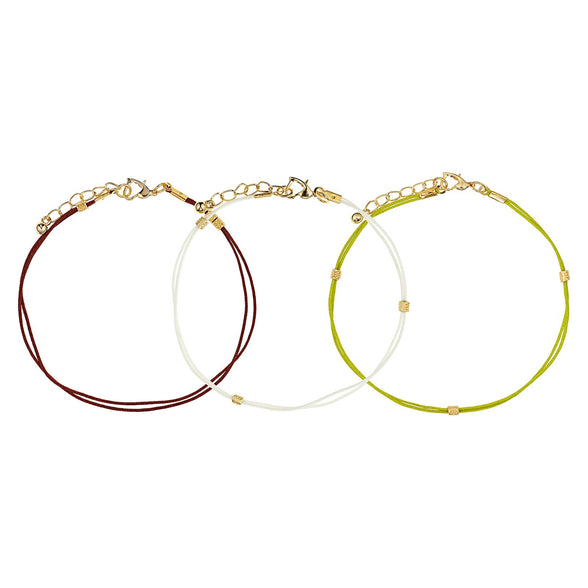 Alwan Gold Plated Set of 3 Short Size Anklets for Women - EE3416FBRKGCM