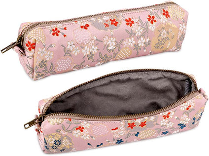 iSuperb Vintage Pencil Case Embroidery Pen Pouch Zipper Pencil Bag Women Makeup Bag for Office Organizer Storage Bag (Pink)