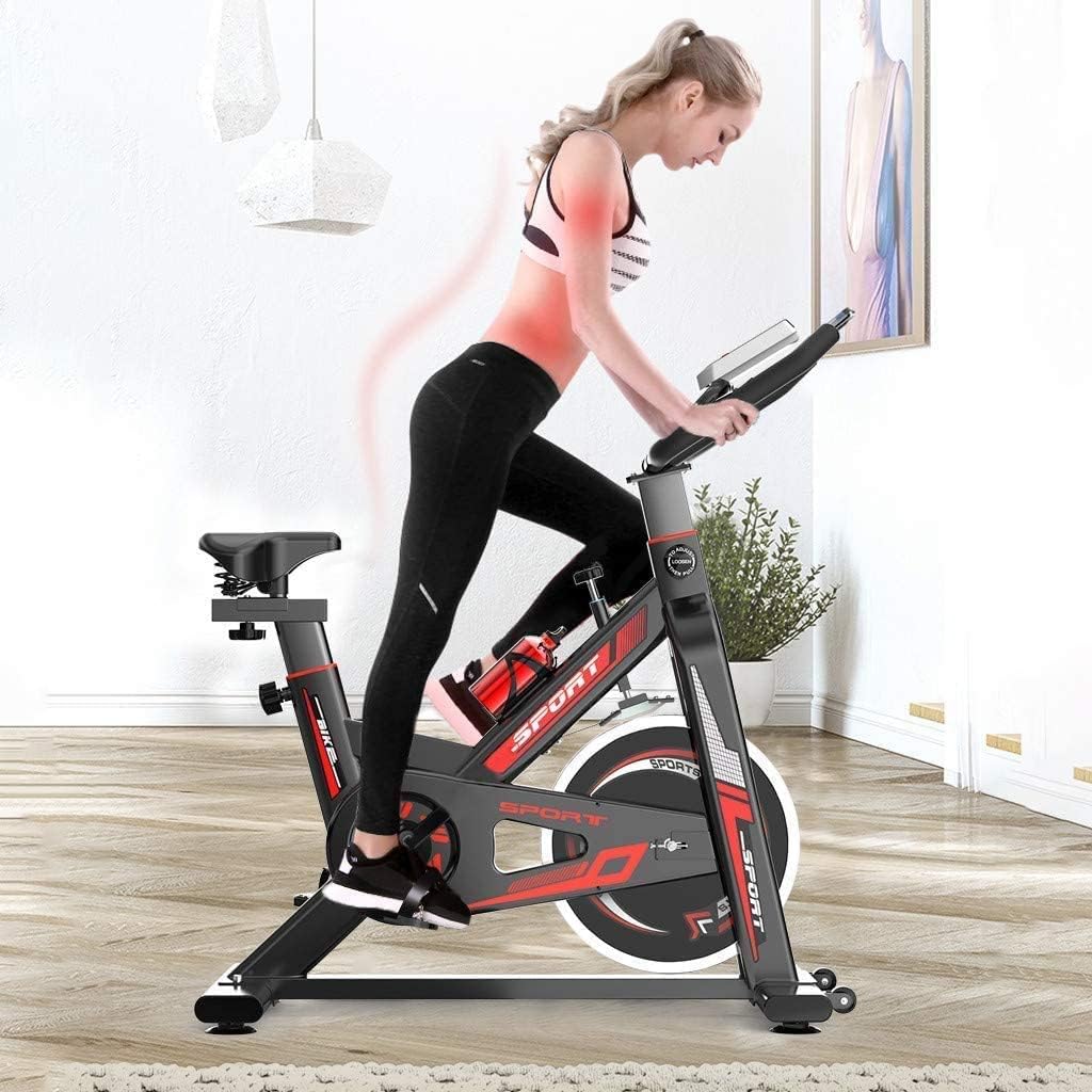 COOLBABY Black Spinning Bike Fitness Fixed Comfortable Seat Cushion Bicycle with Mobile Phone Bracket, Adjustable Seat, Suitable for Home Gym Exercise-DGDC06