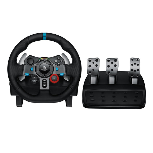 Logitech G29 Driving Force Racing Wheel and Floor Pedals, Real Force Feedback, Stainless Steel Paddle Shifters for PS5, PS4, PC, Mac - Black - UAE Version