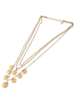 Zaveri Pearls Gold Tone Contemporary 3 Layers Necklace Chain With Earring-Zpfk10607