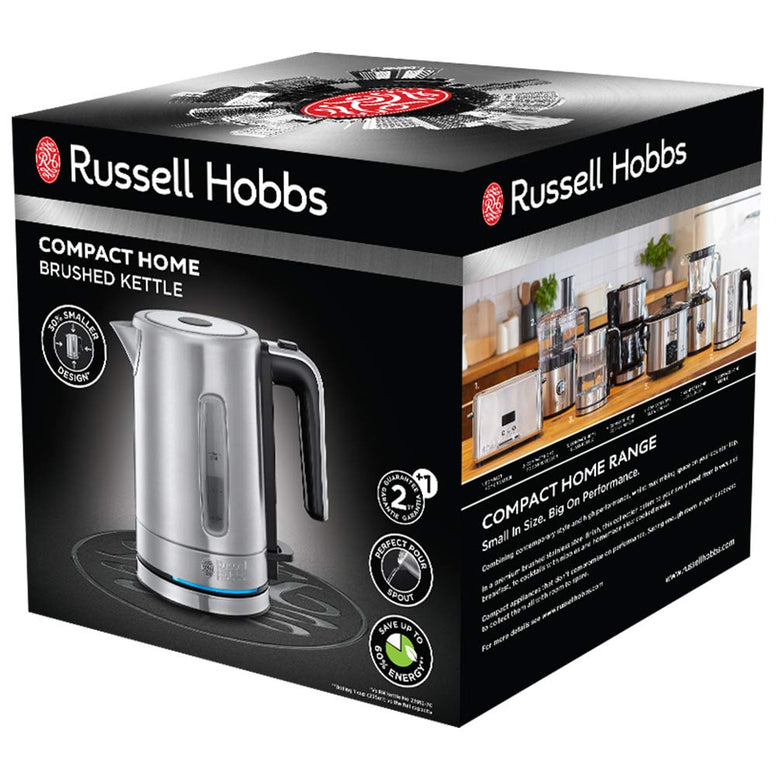 Russell Hobbs Electric Kettle 2200W With Auto Shut Off & Removable Mesh Filter, Compact & Powerful Home Polished Electric Kettle Stainless Steel for Home and office use – 24190.