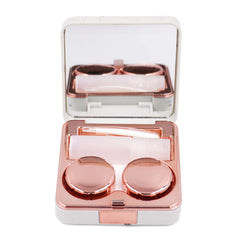 Honbay Fashion Marble Contact Lens Case Portable Contact Lens Box Kit with Mirror (Square) (Rose Gold)