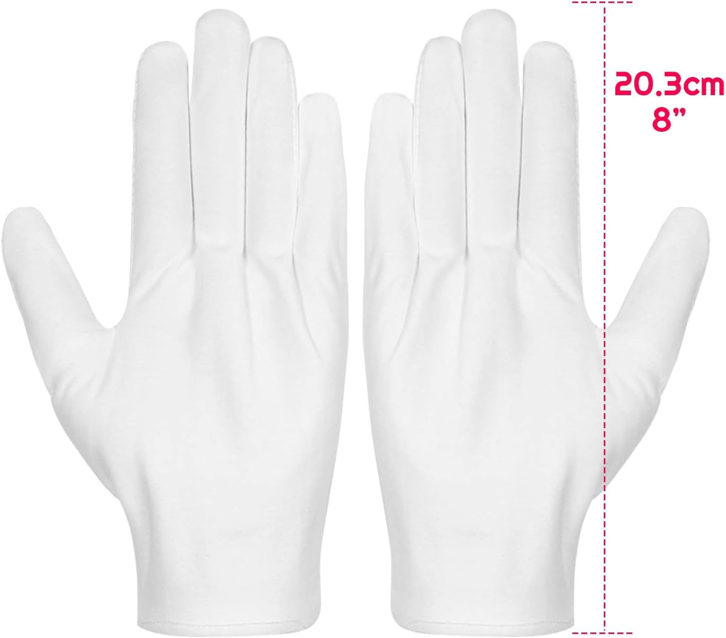 Cotton Gloves, Selizo 3 Pairs White Cotton Gloves Coin Gloves for Women Men Eczema Dry Hands Moisturizing Serving Archival Cleaning Jewelry Silver Inspection