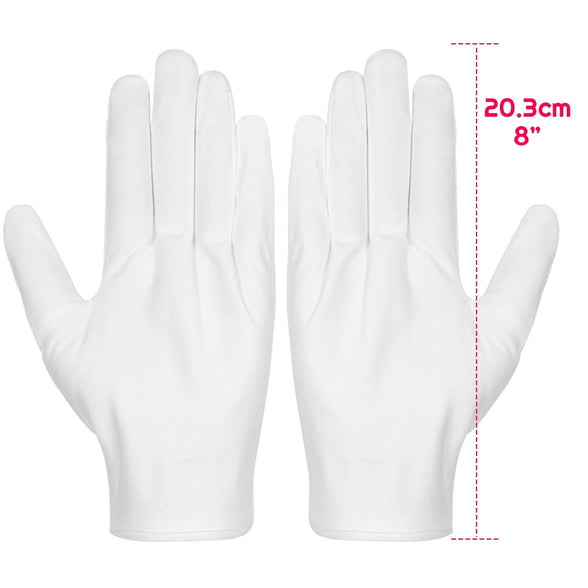 Cotton Gloves, Selizo 3 Pairs White Cotton Gloves Coin Gloves for Women Men Eczema Dry Hands Moisturizing Serving Archival Cleaning Jewelry Silver Inspection