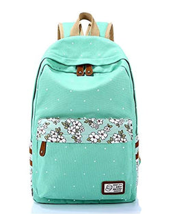Women wave point light green canvas backpack schoolbag Waterproof travel bag XDBB1