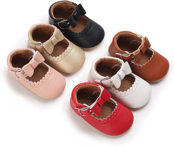 LAFEGEN Baby Girl Shoes Non Slip Soft Sole PU Leather Infant Toddler Mary Jane Flats First Walker Crib Dress Oxford Shoes for 6 Months