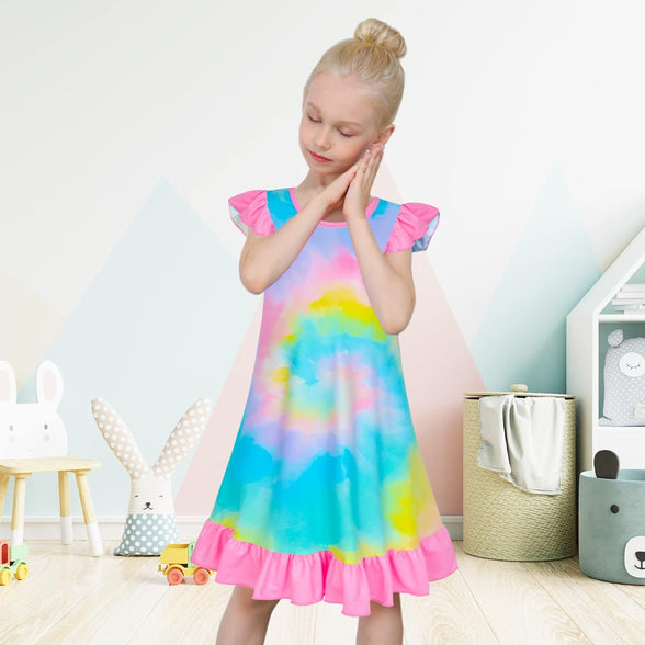 Fiodrimy Girls Nightgowns Unicorn Sleepwear Night Sleep Dress Pajamas Little Kids Toddler Soft Nightgown