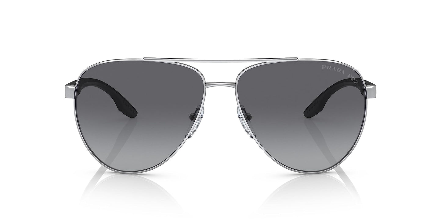 Prada PS 52YS – 1BC06G Sunglasses Silver w/Black Grey Polar 61 mm, Silver