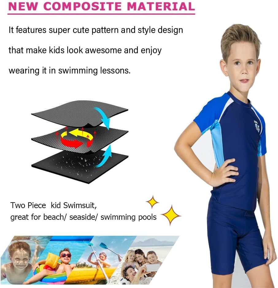 Karrack Girls and Boys One Piece Rash Guard Swimsuit Kid Water Sport Short Swimsuit UPF 50+ Sun Protection Bathing Suits