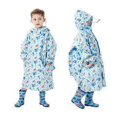Fewlby Kids Raincoats For Girls Boys Cartoon Toddler Rain Wear Children Waterproof Raincoat Jacket Poncho 4-16 Years (S)