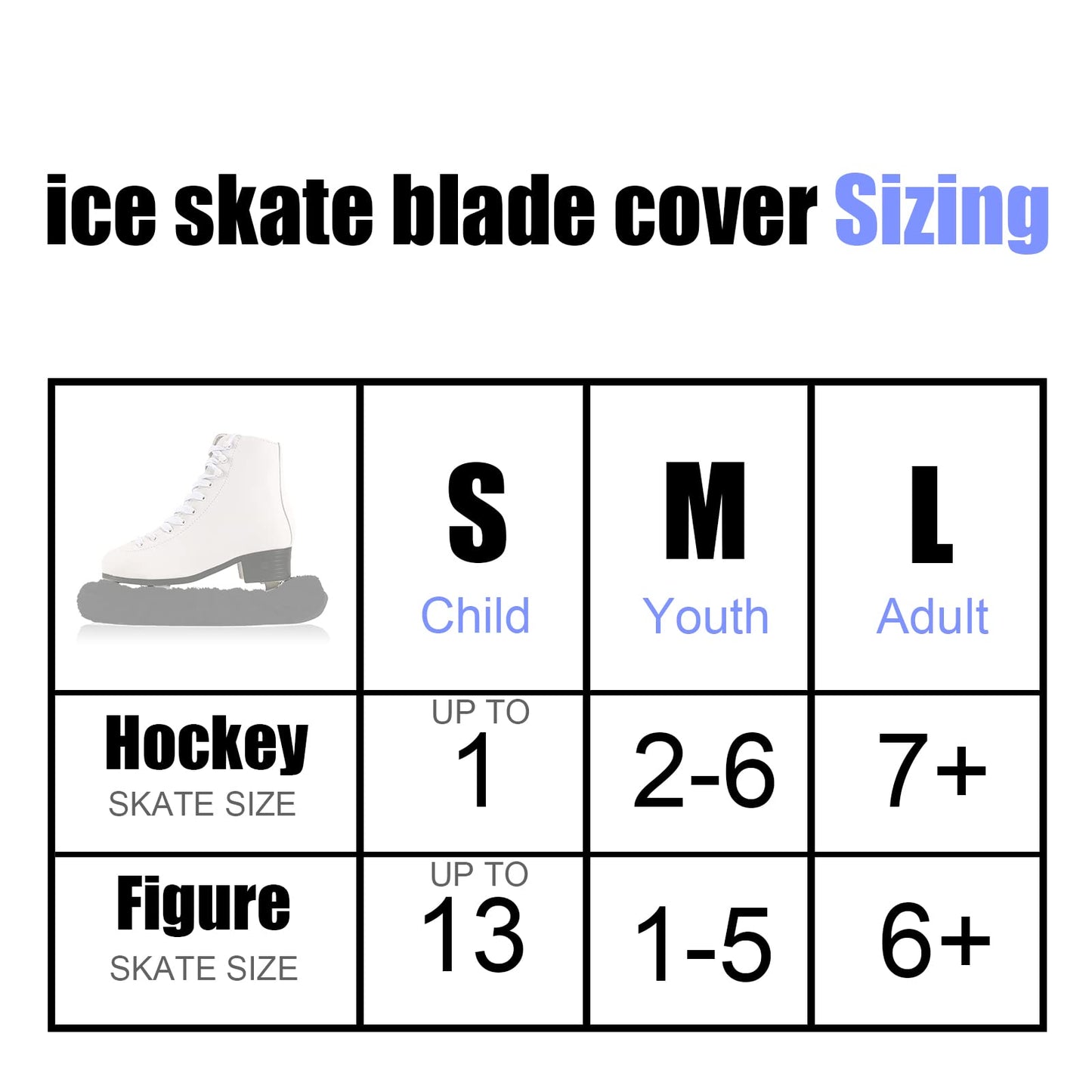 TUYUU Ice Skate Guards,Skate Guards for Hockey Skates,Figure Skates and Ice Skates.Ice Skate Blade Covers for Toddler Kids Youth Adults-Men Women Boys Girls.Skate Guards Figure Skating Hockey.