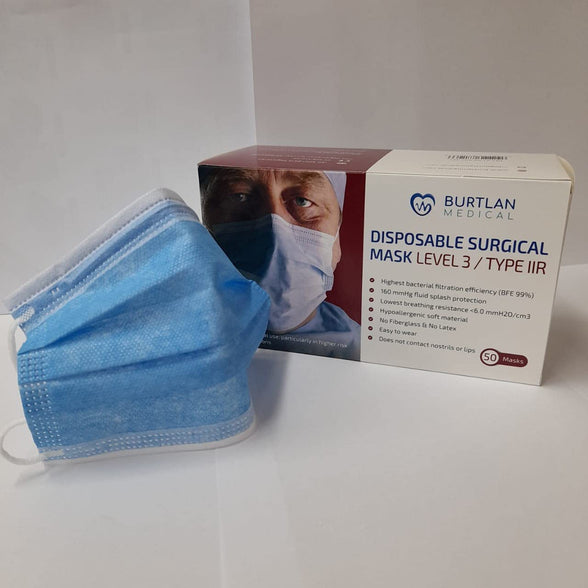 Burtlan 50 pcs Medical Disposable Surgical Mask Level 3 Blue By Photon Harvest
