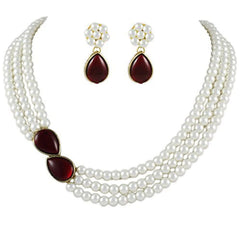 Shining Diva Party Wear Stylish Pearl Necklace Jewellery Set with Earrings For Women/Girls (White) (7973s)