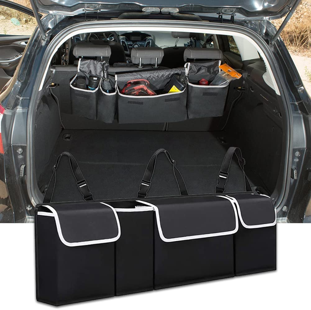 ELECDON Trunk Organizer Car Storage, Seat Back Storage to Keep Car Trunk Neat, Car Trunk Storage Organizer for SUV Gives You a Big Space Back Seat Trunk