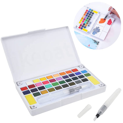 ikeoat Watercolor Paint Set, 36 Colors in Gift Box with Bonus Watercolor Paper Pad and Water Brushes, Perfect for Kids, Adults, Beginners, Artists Painting, Sketching, and Illustrating