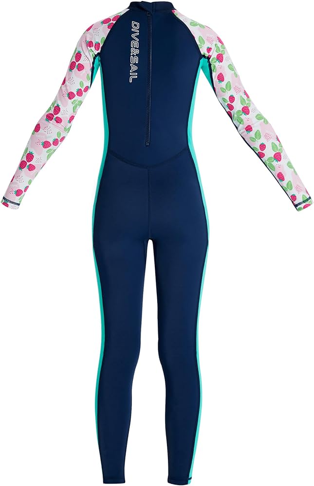 Happy Cherry Kids Wetsuits Girls Boys Neoprene Thermal Warm One Piece Swimsuit Long Sleeve UV Protection Back Zipper Rash Guard Diving Swimming Surfing 3-12 Years