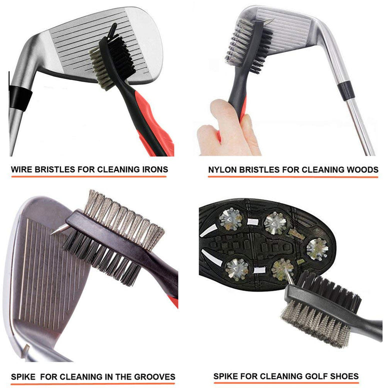 Gzingen Golf Tool Set, Golf Club Groove Sharpener and Retractable Golf Club Brush, Re-Grooving Tool and Cleaner for Wedges & Irons for Golfers, Practical Sharp and Clean Kits