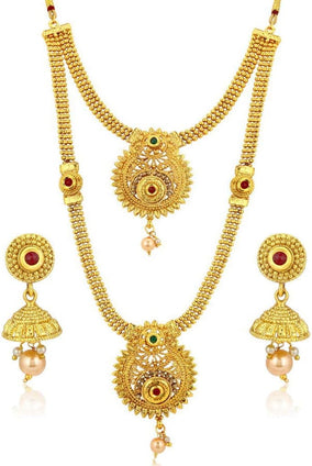 Sukkhi Classic Gold Plated Wedding Jewellery Long Haram Necklace Set For Women (N72489GLDPH022018)