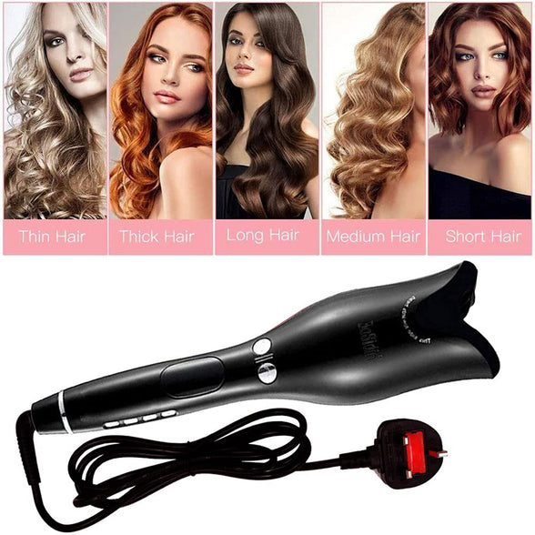 Professional Automatic Curling Iron Air Curler Spin N Curl 1 Inch Ceramic Rotating Curler (Black)