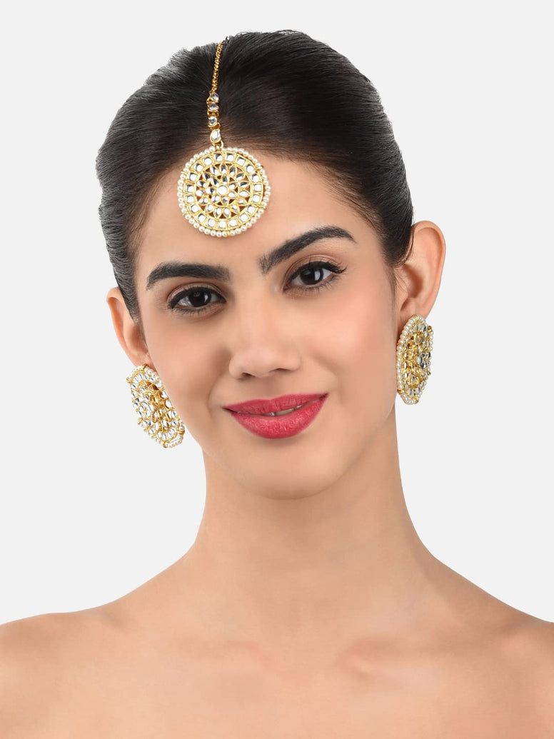 ZAVERI PEARLS Hair Jewellery For Women (Golden) (Zpfk8654)