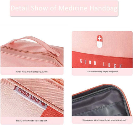 Empty First Aid Bags Travel Medical Supplies Cosmetic Organizer Insulated Medicine Bag Convenient Safety Kit Suit for Family Outdoors Hiking Camping Car Office Workplace, Pink(Mom Son Bag)