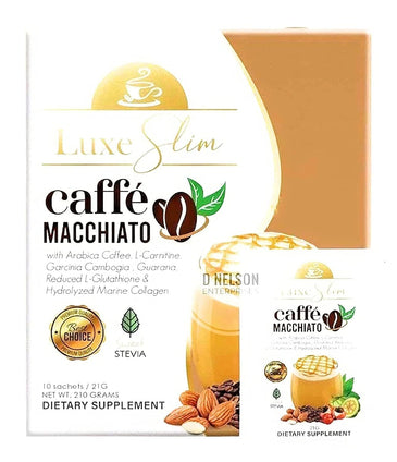 Luxe Slim Cafe Macchiato with Hydrolyzed Collagen & Glutathione, 21g x 10 Sachets