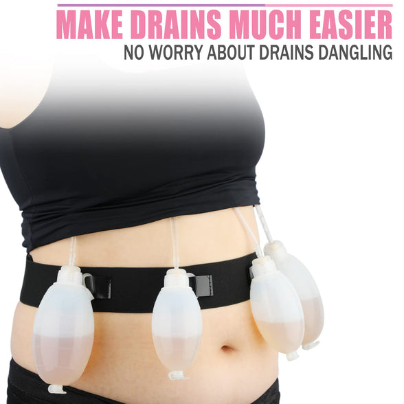 Mastectomy Drain Holder Drainage Waist Belt JP Drain Breast Reconstruction Must Haves Supplies After Tummy Tuck for Bulbs Manage Up to 8 Bulb(Pack of 2)