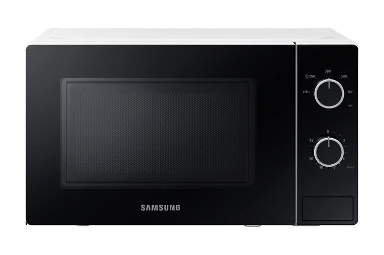 Samsung Solo Microwave Oven with Full Glass Door, 20L, White, Dual Dial, MS20A3010AH/SG, 1 Year Warranty