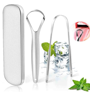 Sharaf ALI Tongue Scraper with Travel Case â€“ 2 Pack - Reusable Medical Grade Professional Stainless Steel Tounge Cleaner Tongue Care Tool for Oral Hygiene&Fresh Breath,Adults and Kids