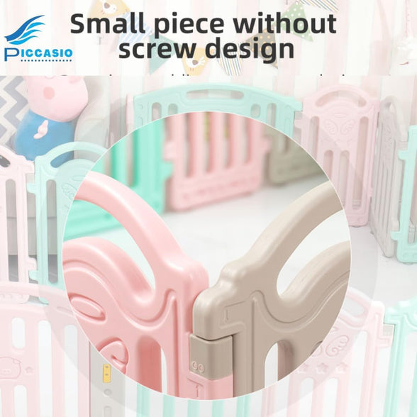 PICCASIO™ Extensively Useful Baby Playpen Versatile playpen for babies and toddlers Elegant Baby Playpen Fence with Fluffy playmat and 50 Non-Toxic Pit Ball baby Play yard (12 Panel Playpen)
