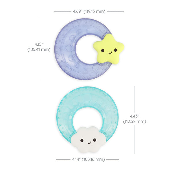 Infantino Shake & Soothe Water Teethers - Sensory Exploration and Teething Relief, Cloud and Star 2-Pack