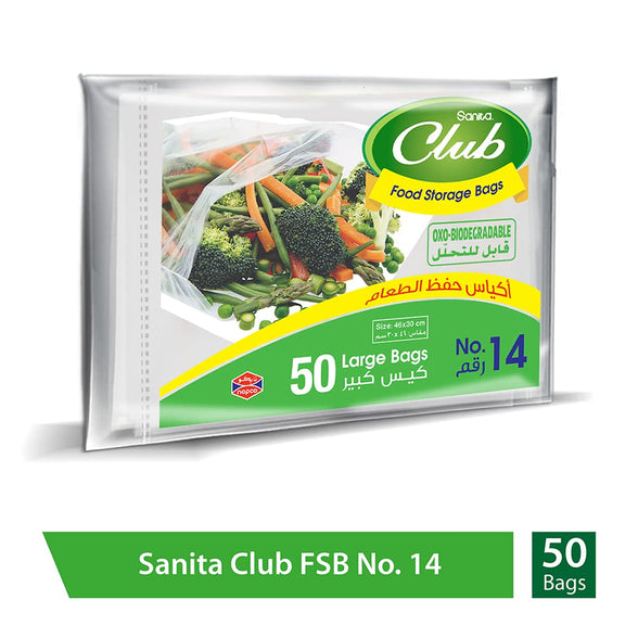 Sanita Club Food Storage Bags Biodegrdable #14 50 Bags, Large