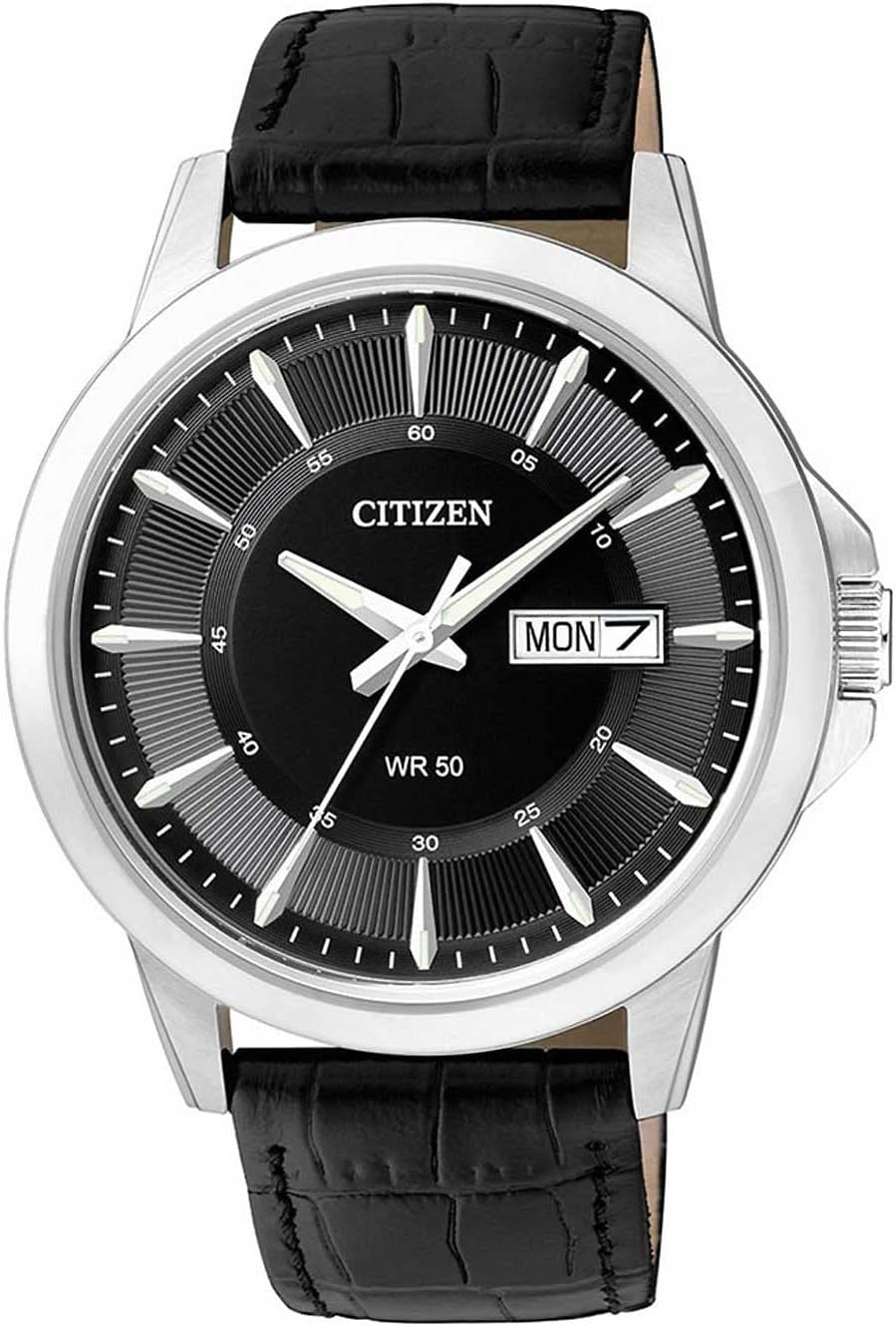 Citizen Mens Quartz Watch, Analog Display and Leather Strap BF2011-01EE
