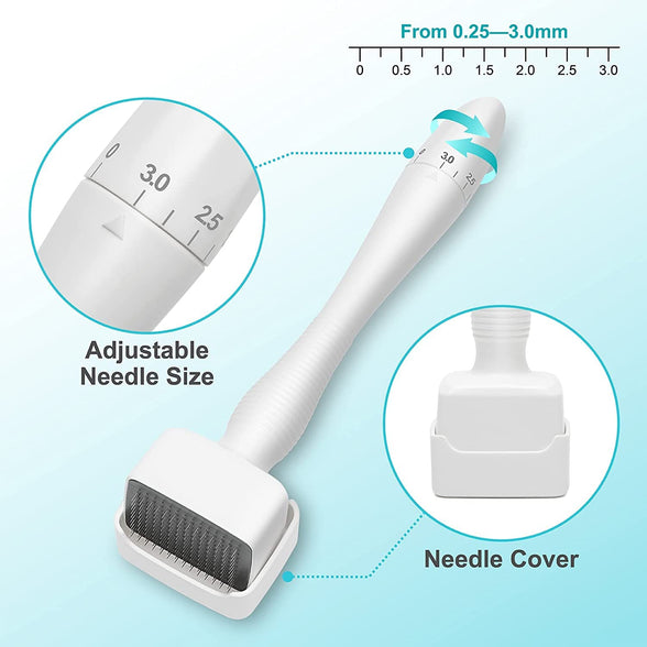 Professional Stamp Adjustable Titanium Microneedling Pen, Stainless Steel Needle Adjustable Needle Length Microneedle For Skin Care Beauty tools, Microneedle Roller For Face Body Hair Beard Growth