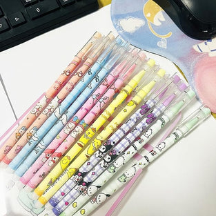 12 PCS Cartoon Sanrio Ballpoint Pens, Anime Gel Ink Pen Black 0.5mm Melody Gifts, Cute Kawaii Office School Supplies Set For Kid Teen Girls Students