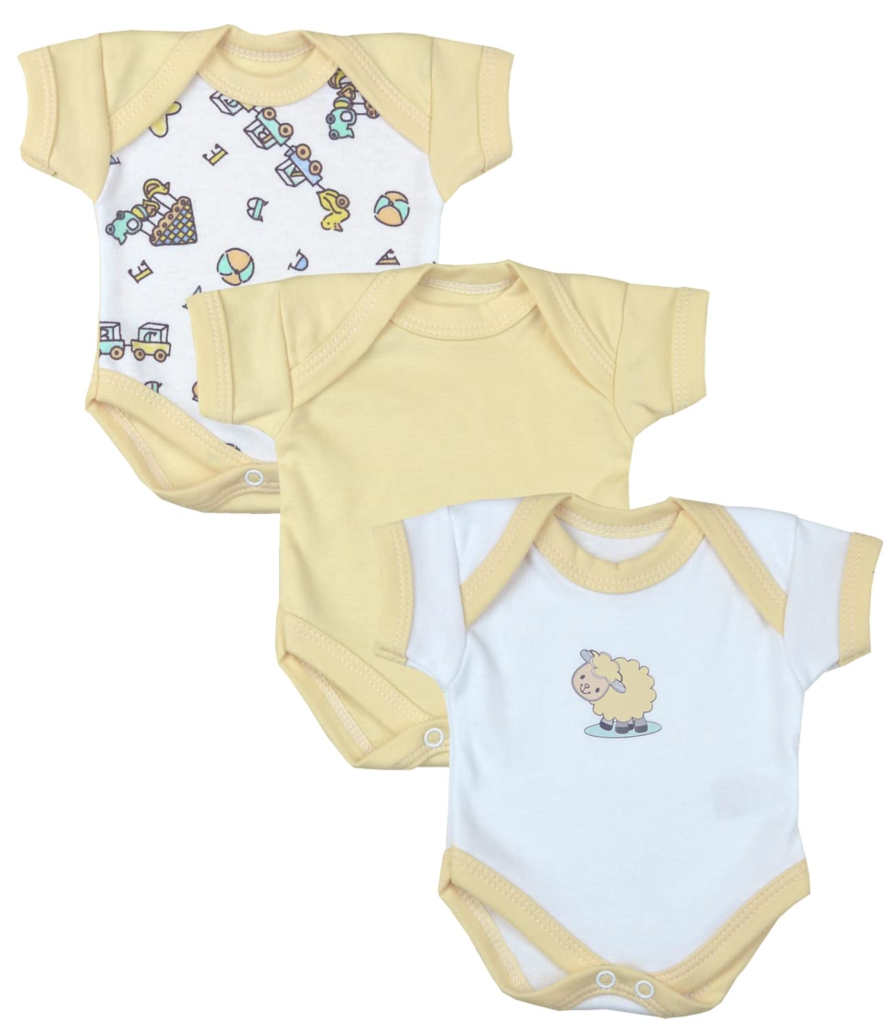Babyprem Premature Early Baby Clothes Bodysuits 3 Pc Lemon Retro Toys 1.5lb - 3 months (32-38 Size)