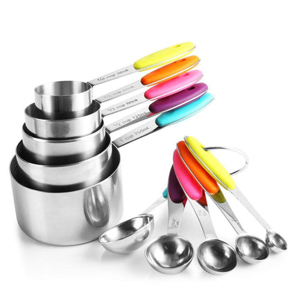 10 Piece Measuring Cups and Spoons Set in Stainless Steel Cooking & Baking