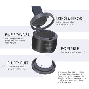 FREEORR 2Pcs Hairline Powder Magical Instantly Hair Line Shadow Quick Cover Hair Root Concealer with Puff Touch, Root Cover Up for Thinning Hair, Waterproof, Non-sticky#A