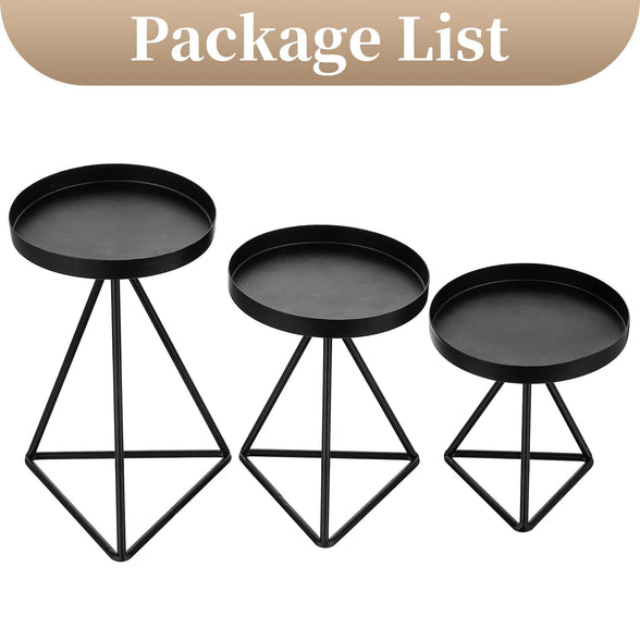 Sziqiqi 3Pcs Geometric Candle Holders for Pillar Candle Metal Wire Candlesticks Vintage Candle Stick Holder Stands Decor Candles Holder Table Centerpiece for Living Room Dining Room Fireplace