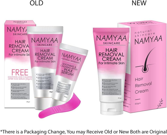 Namyaa Hair Removing Cream for Intimate Skin with After Wax Soothing Serum Vitamin C