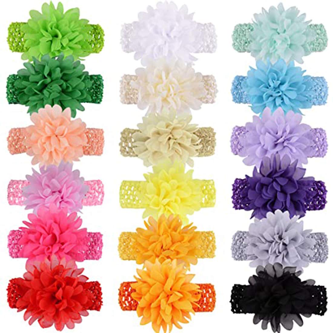 Diagtree 18pcs Baby Girls Headband Pinwheel Bows Hair Bands Grosgrain Ribbon Hair Accessories for Infants Toddlers Newborn