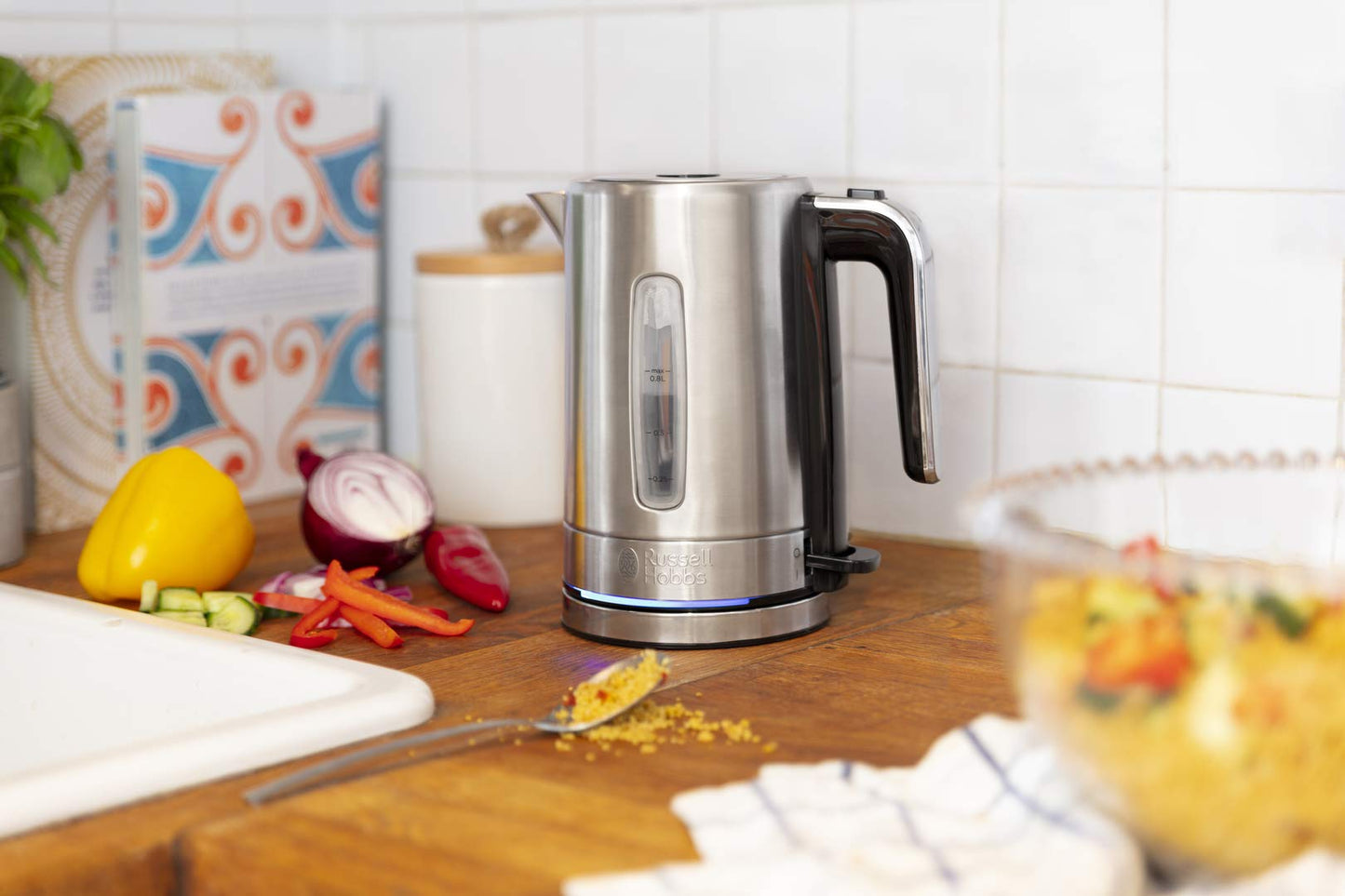 Russell Hobbs Electric Kettle 2200W With Auto Shut Off & Removable Mesh Filter, Compact & Powerful Home Polished Electric Kettle Stainless Steel for Home and office use – 24190.