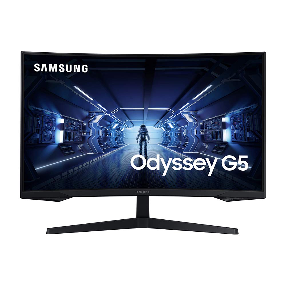 SAMSUNG 32” Odyssey G5 Gaming Monitor, WQHD (2560x1440), 144Hz, Curved, 1ms, HDMI, Display Port, AMD FreeSync Premium, HDR10, LC32G55TQWNXZA, Black