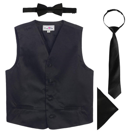 OLIVIA KOO 4 Piece Baby and Big Boys' Formal Suit Vest Set with Bowtie and Tie 8y