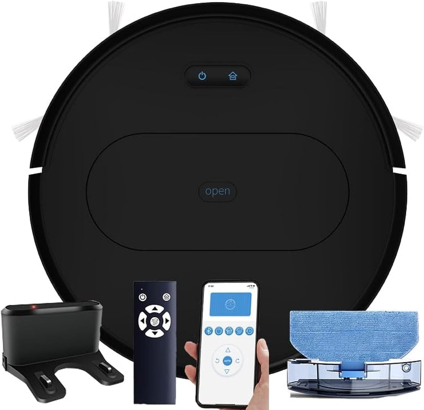 Robot Vacuum with Mop, 3600Pa Automatic Self-Charging Robotic Vacuum Cleaner,2 in 1 Mopping Robot Vacuum with Watertank & Dustbin,Self-Charging,Slim,Strong Suction,Ideal for Hard Floor,Pet Hair,Carpet
