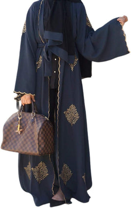 Nukhbaa Womens Abaya Made With Fine Fabric, Comes With Matching Hijab AJ1007A