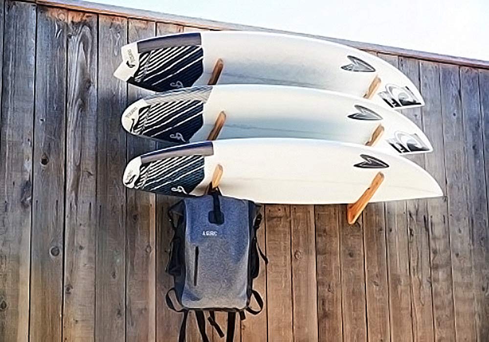 COR Surf Surfboard Rack, Wooden Multi Wall Rack Display for Wake, Surf, Skate and Snowboard Storage made from Sustainable Wood