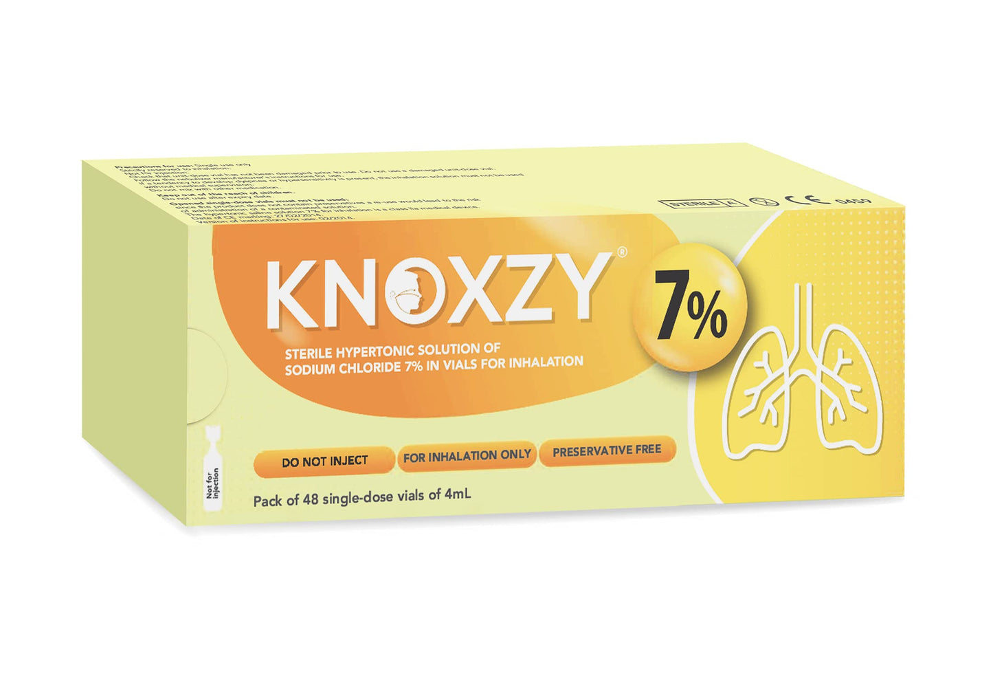 KNOXZY Sterile Hypertonic Saline Solution 7% - Vials for Inhalation - 48 x 4ml Single - Dose Vials